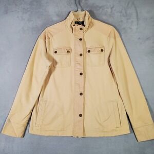 Lauren Ralph Lauren Jacket Womens M Beige Zip Snap Pockets Utility Military Prep
